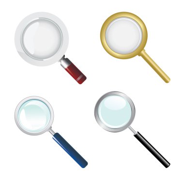 Set of realistic vector magnifying glasses clipart