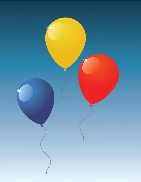 Vektor bakgrund med färgglada ballonger i himlen — Stock vektor