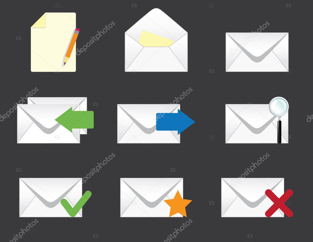 Set of vector envelopes icons