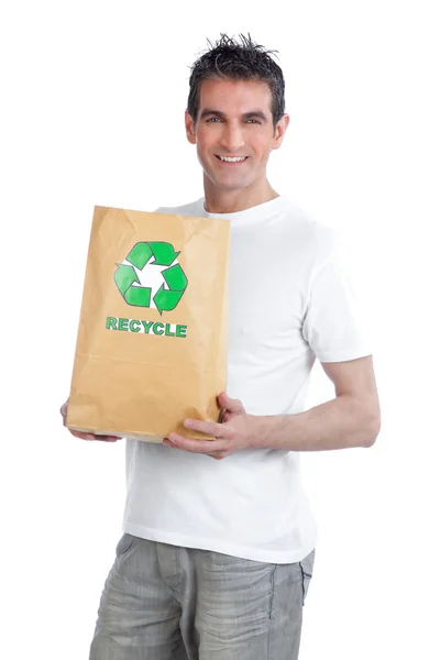 Człowiek gospodarstwa zakupy torby papierowe — Zdjęcie stockowe