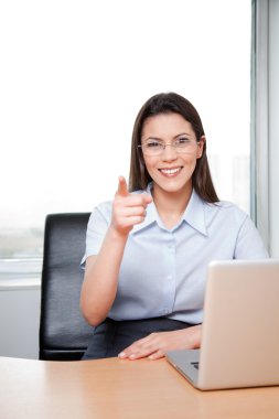 Portrait Of Business Wwoman Pointing At Viewer clipart