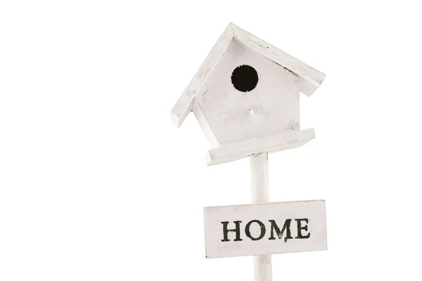 Houten birdhouse en de inscriptie "house" — Stockfoto