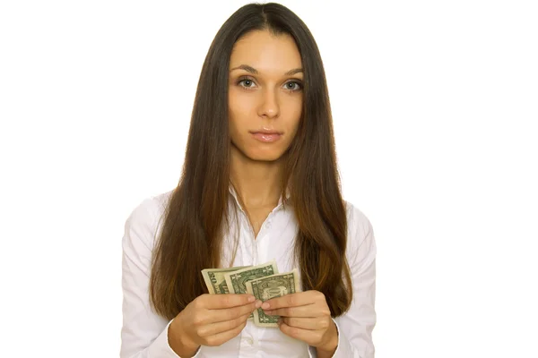 有吸引力的商业女人控股美元 — 图库照片