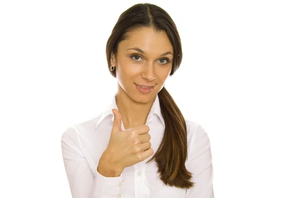 Úspěch žena palec nahoru — Stock fotografie