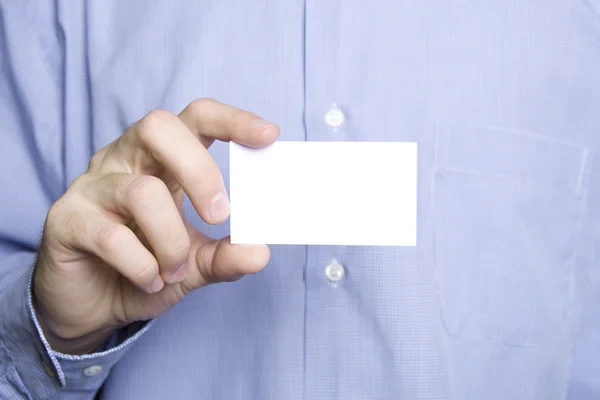 Бизнесмен с бланковой картой — стоковое фото