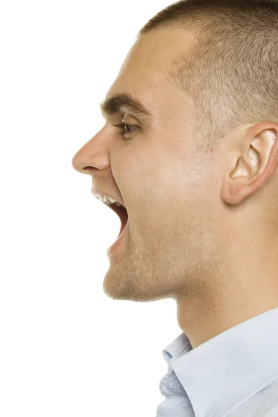 Νεαρός άνδρας με το στόμα ανοιχτό — Φωτογραφία Αρχείου