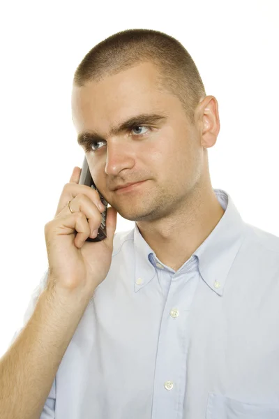 Empresário falando ao telefone — Fotografia de Stock