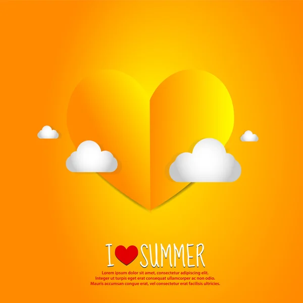 Liefde zomer papier hart — Stockvector