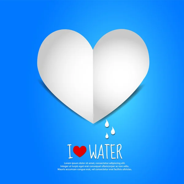 Liefde water papier hart — Stockvector