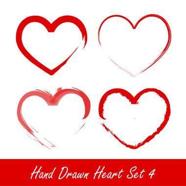 Hand drawn heart set 4 clipart