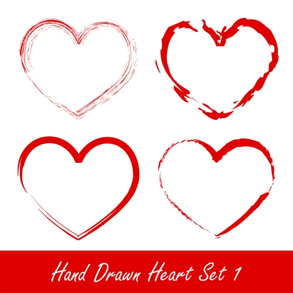 Elle çizilmiş kalp küme 1 — Stok Vektör