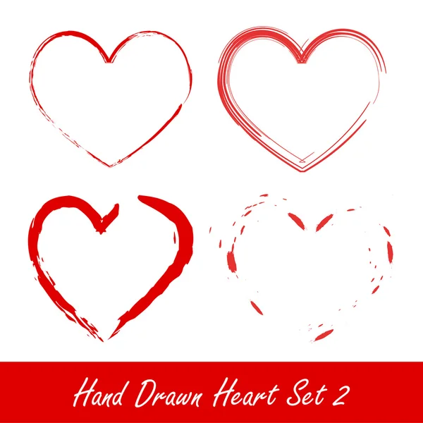 Handritad hjärtat set 2 — Stock vektor