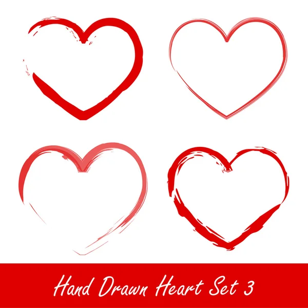 Ensemble de coeur dessiné à la main 3 — Image vectorielle