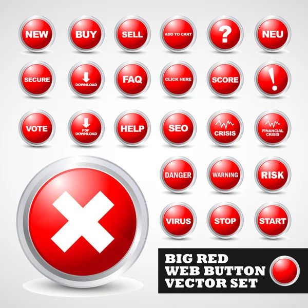 Red modern web button set — Stock Vector