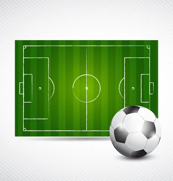 Ballon de football avec terrain de football — Image vectorielle