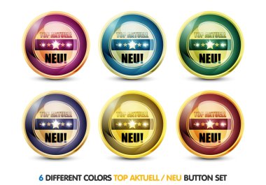 Colorful Top Aktuell 'Neu' Button Set clipart