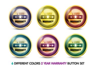 Colorful Two Year Warranty Button Set clipart