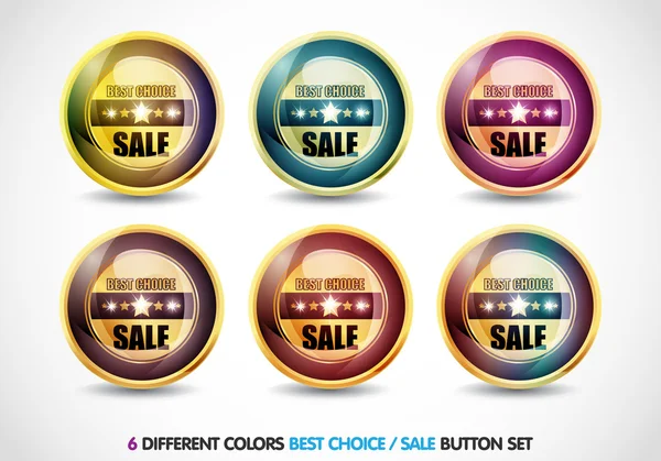 Colorful Best choice sale button set — Stock Vector