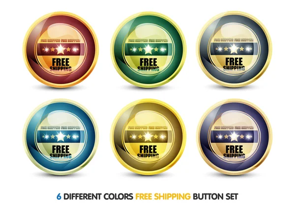 Colorful free shipping button set — Stock Vector