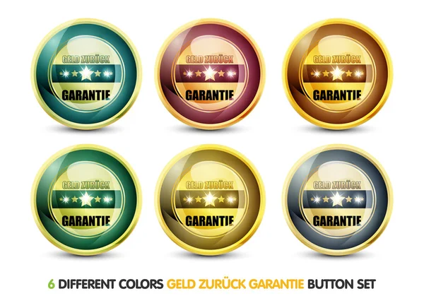 Colorful Geld Zurück Garantie Button Set — Stock Vector