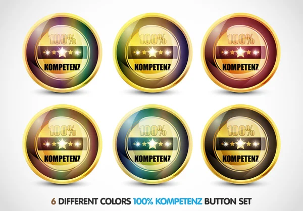 Colorful 100% Kompetenz Button Set — Stock Vector