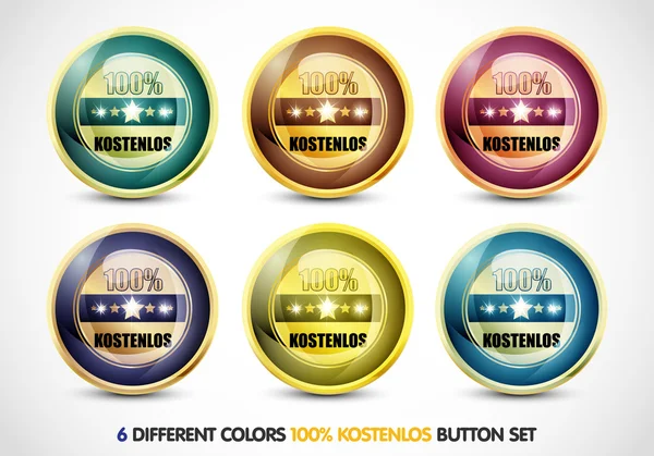 Set di pulsanti 100% Kostenlos colorati — Vettoriale Stock