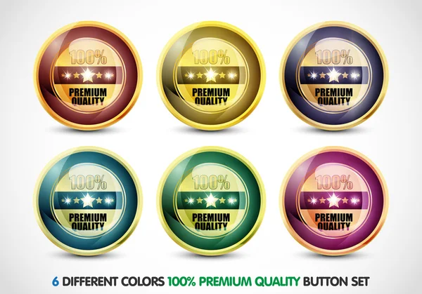 Conjunto de botões de qualidade 100% premium colorido — Vetor de Stock