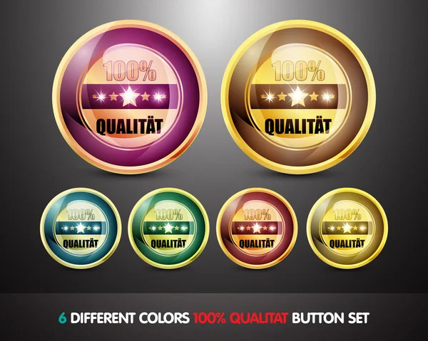 Colorful 100% Qualitat Button Set — Stock Vector