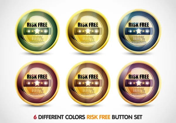 Conjunto de botão garantido livre de risco colorido — Vetor de Stock