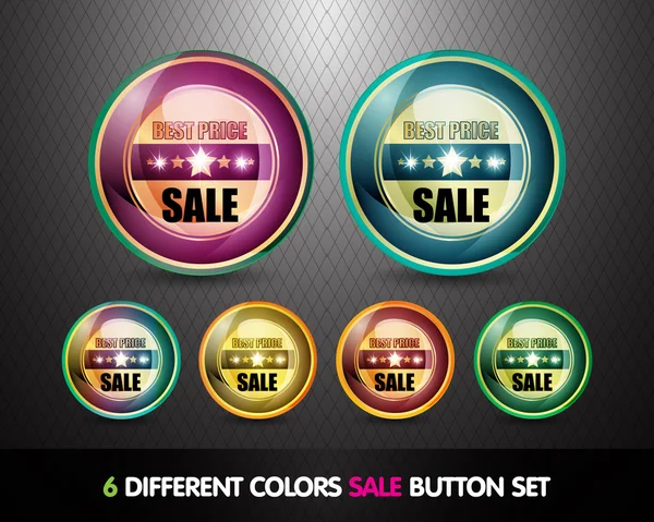 Renkli satış 'En iyi fiyat' düğme kümesi — Stok Vektör