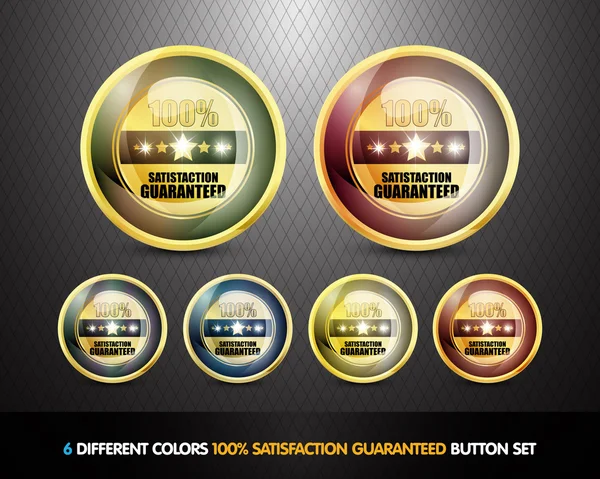 Colorful 100% Satisfaction Guarantee Button Set — Stock Vector