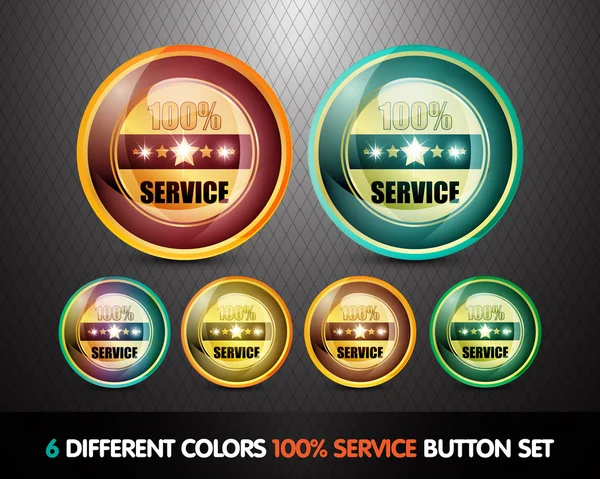 Colorful 100% Service Button Set — Stock Vector