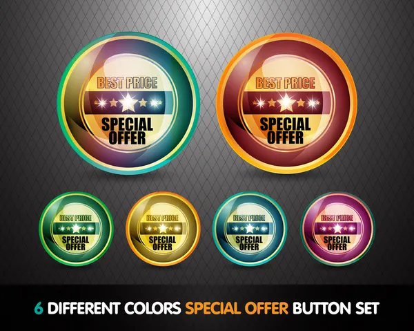 Kolorowy Oferta Specjalna "Najlepsza cena" przycisk Set — Wektor stockowy