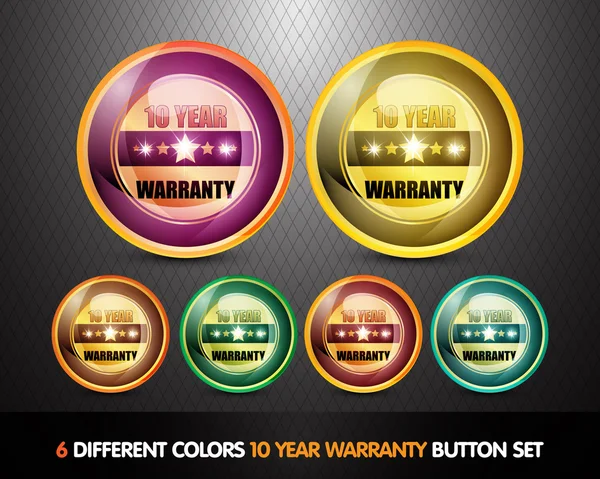 stock vector Colorful Ten Year Warranty Button Set