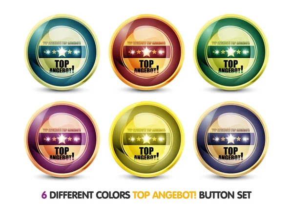 Colorful Top Angebot Button Set — Stock Vector