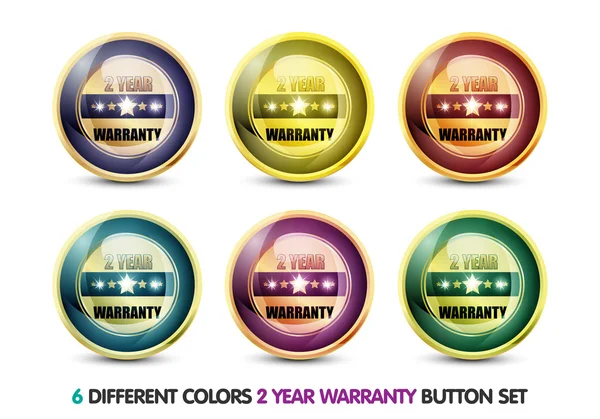 Farbenfroher Knopf mit zwei Jahren Garantie — Stockvektor