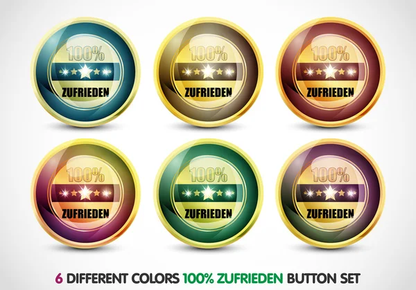 Colorful 100% zufirieden button Set — Stock Vector