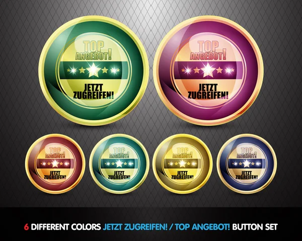 Colorido Top Angebot! Conjunto de botões — Vetor de Stock