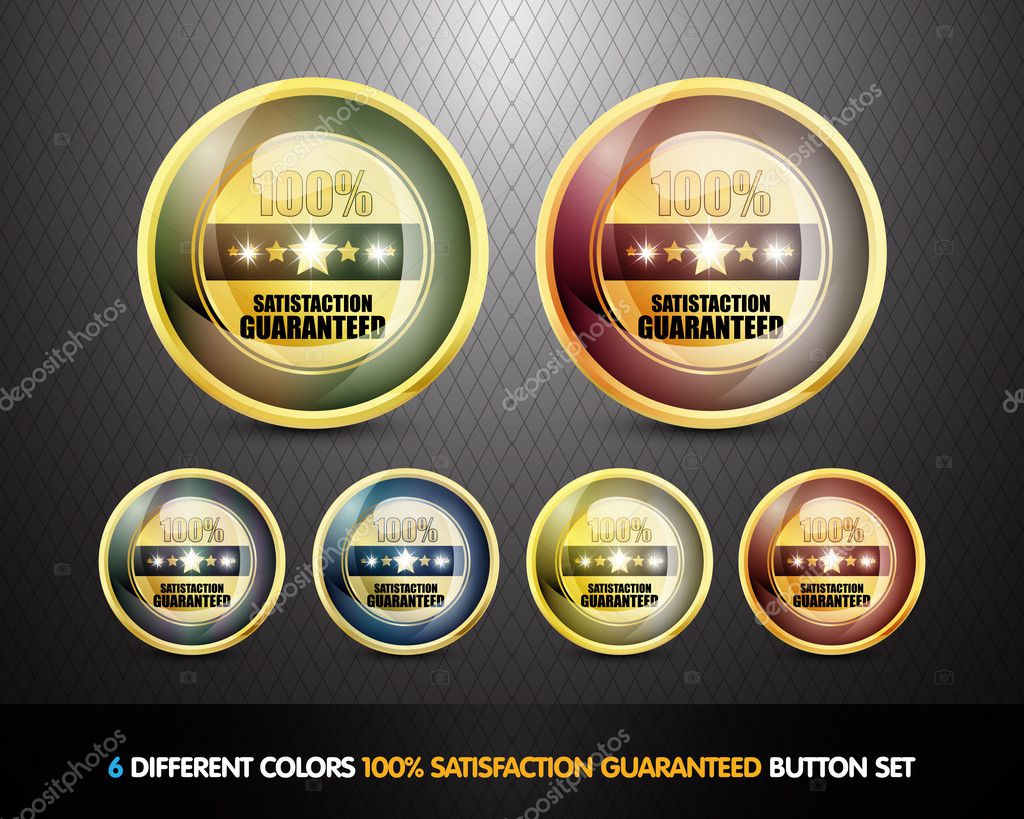 Colorful 100% Satisfaction Guarantee Button Set vector illustration
