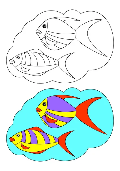 색칠 그림입니다. 물고기. — 스톡 벡터