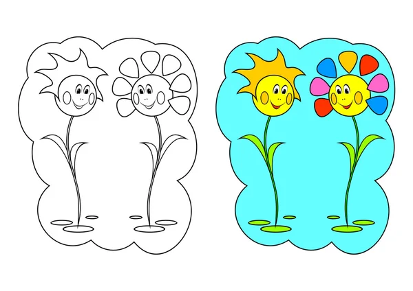 Obrázek pro barvení. květiny. — Stockový vektor