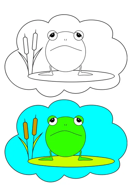 색칠 그림입니다. 개구리. — 스톡 벡터