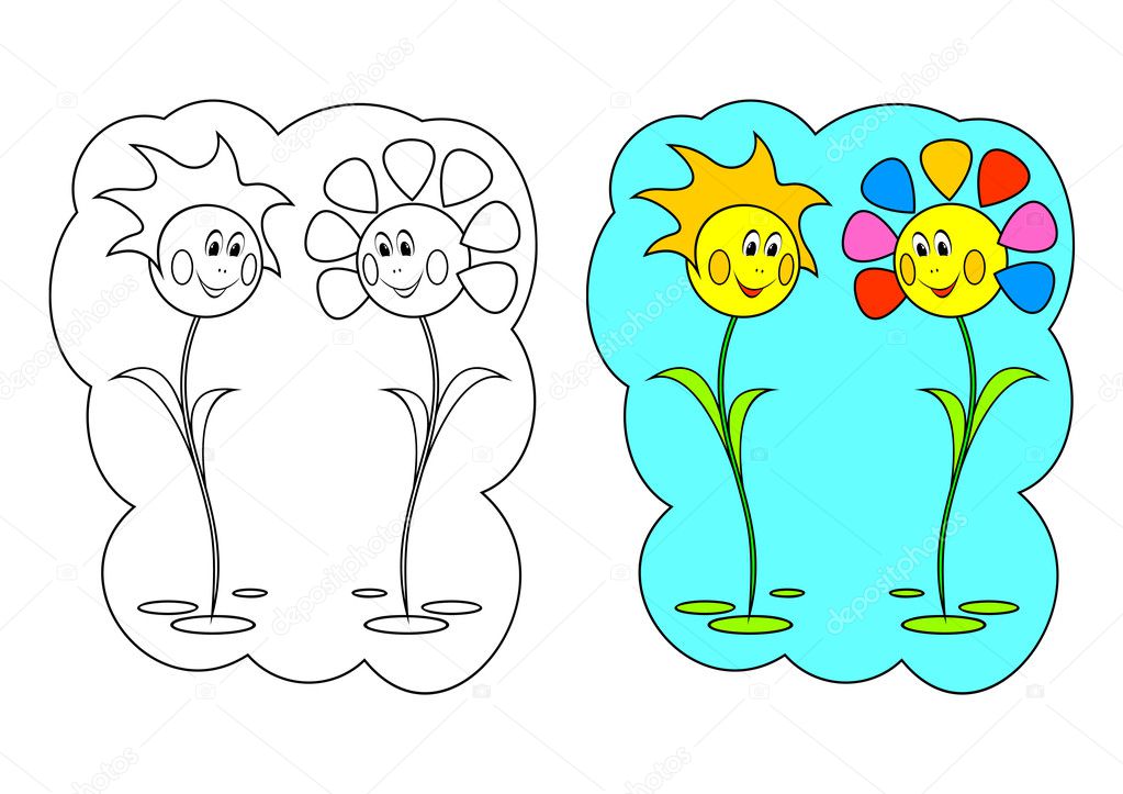 The picture for coloring. Flowers.
