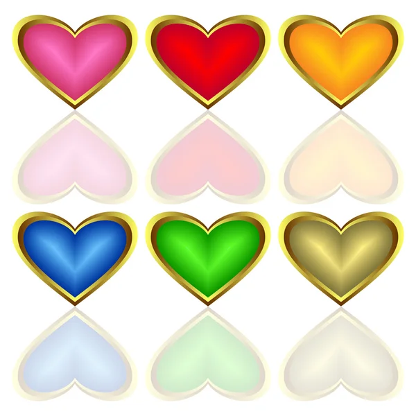 Set de corazones multicolores . — Archivo Imágenes Vectoriales
