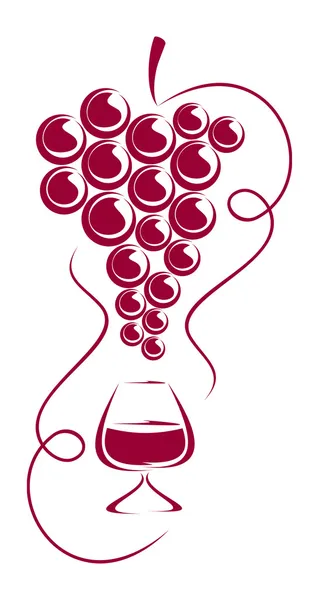 Grapes and wine glass. — Stock Vector