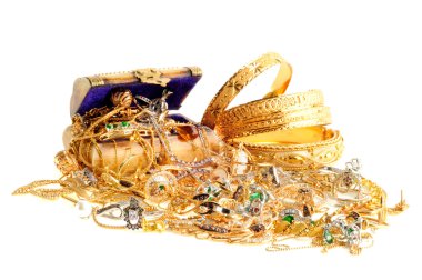 Lot of gold jewelry clipart