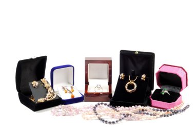 New jewelry in open boxes clipart