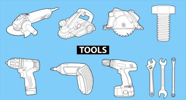 Tools on blue clipart