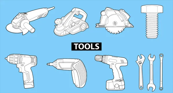 Werkzeuge auf blau — Stockvektor
