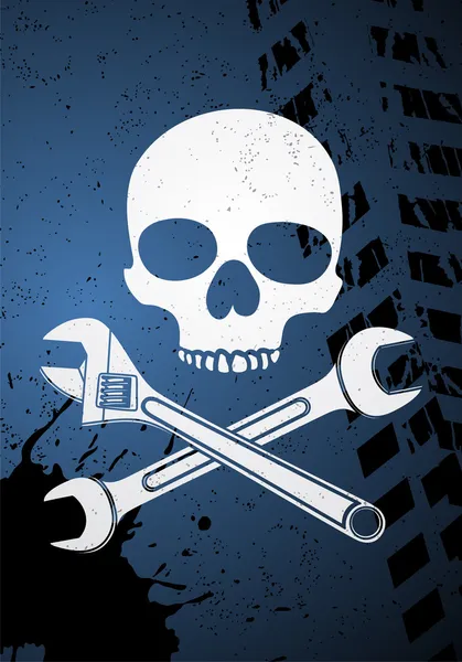 Skull with wrenches — Stock Vector